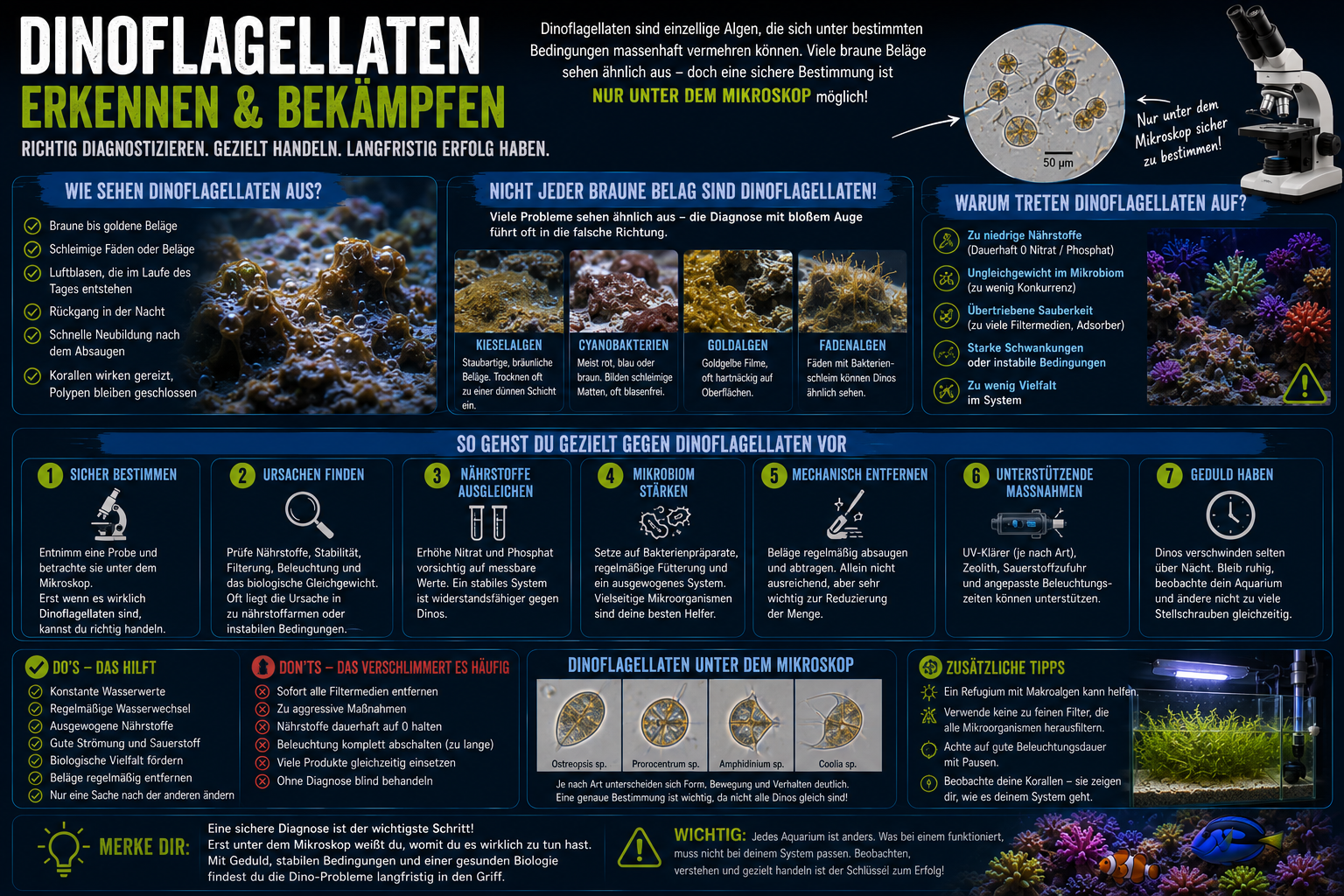 Dinoflagellaten erkennen und bekämpfen