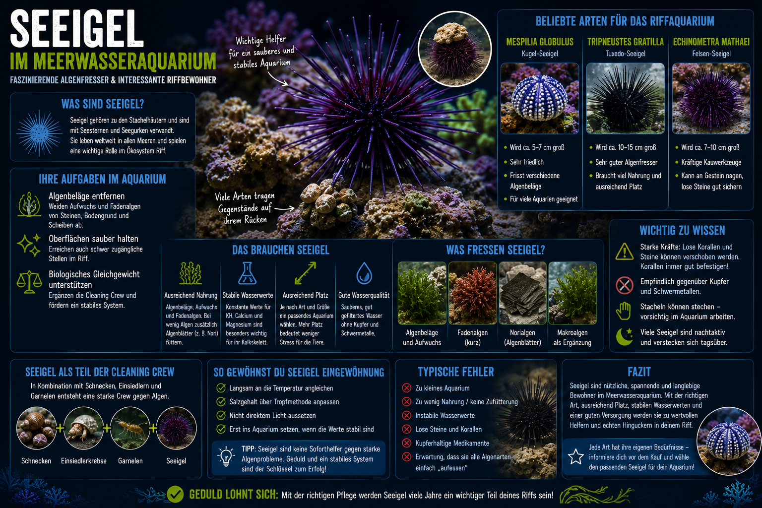 Seeigel im Meerwasseraquarium