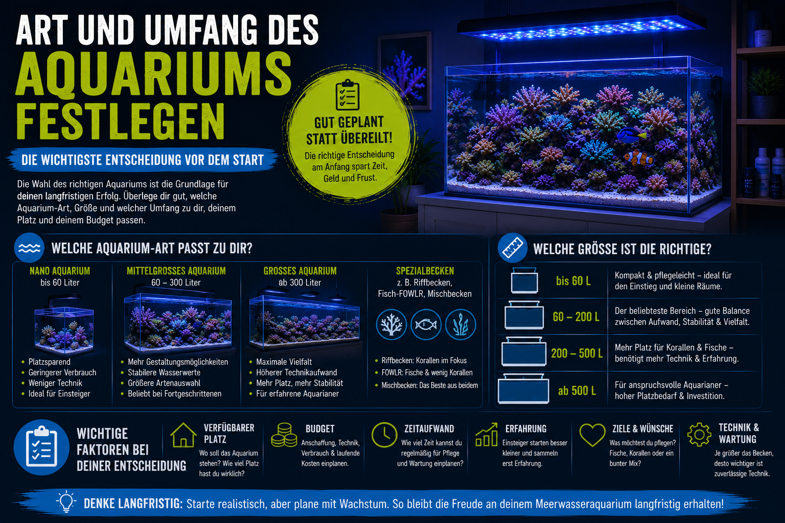 Art und Umfang des Aquariums festlegen – die wichtigste Entscheidung vor dem Start