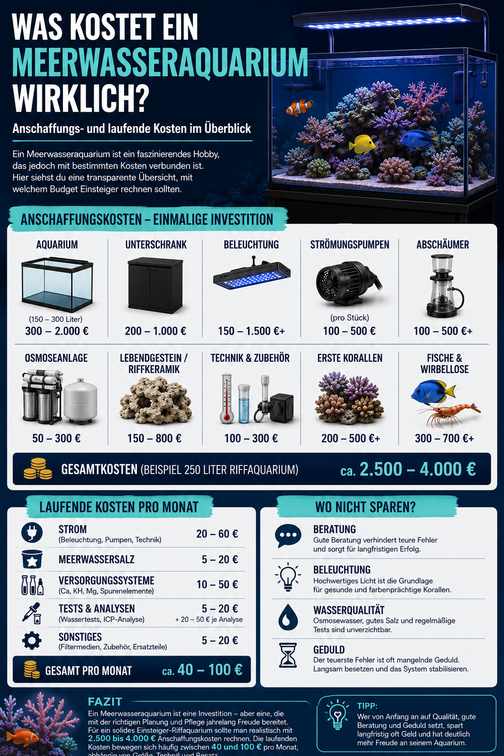Was kostet ein Meerwasseraquarium wirklich? Die ehrliche Kostenübersicht für Einsteiger
