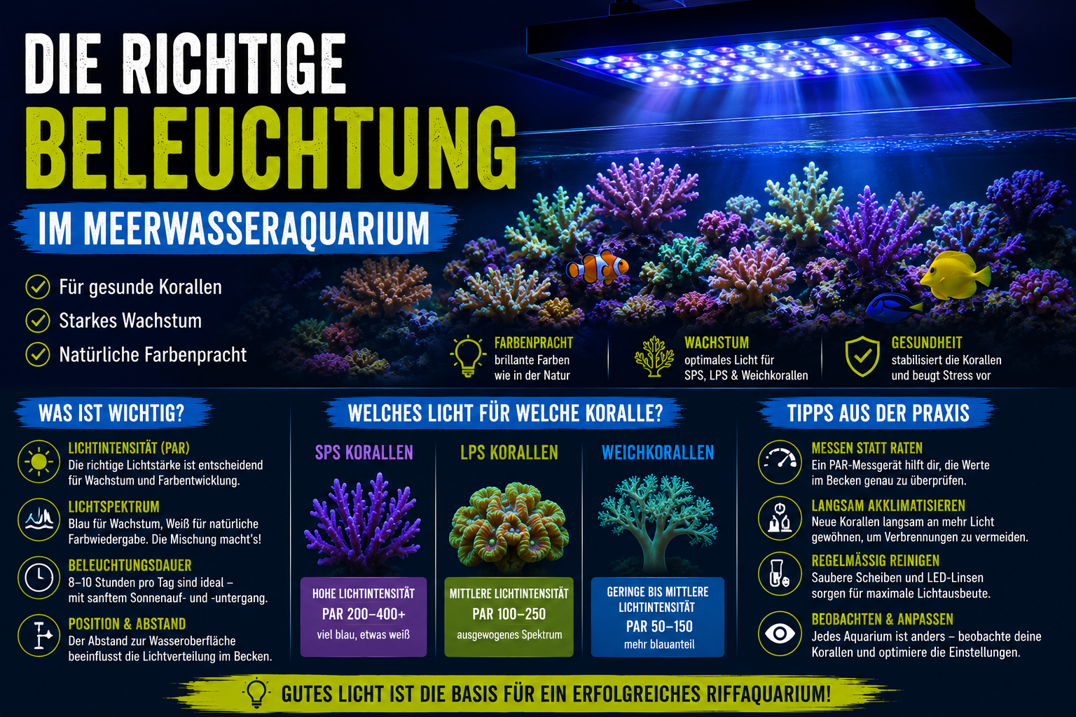 Die richtige Beleuchtung im Meerwasseraquarium