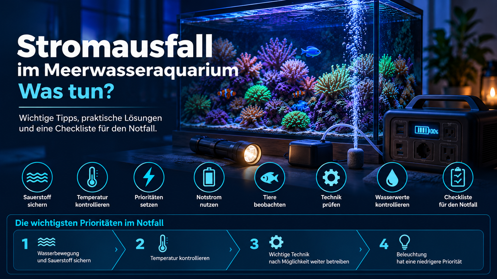 Stromausfall im Meerwasseraquarium – was tun?